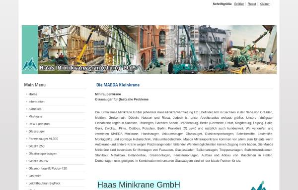 Vorschau von www.haas-minikrane.de, Haas Minikranvermietung Ltd.