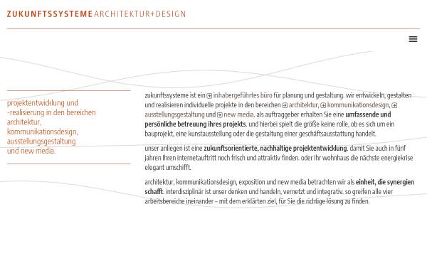 Vorschau von www.zukunftssysteme.de, Zukunftssysteme Architektur und Design