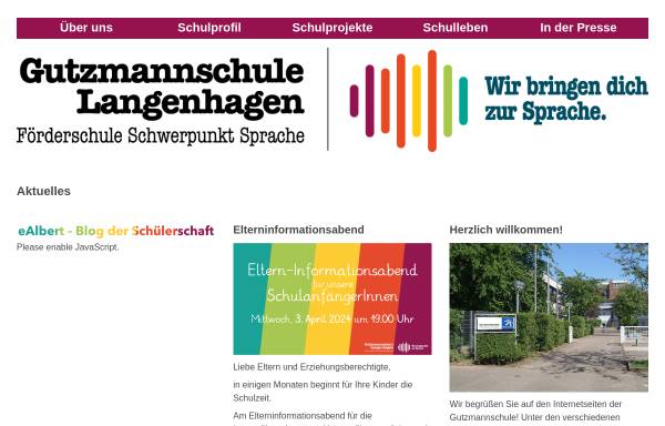 Vorschau von www.gutzmannschule-langenhagen.de, Gutzmannschule, Förderschule Schwerpunkt Sprache