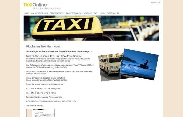 Vorschau von www.flughafentaxe.de, Taxi Online, Taxibetrieb Huth