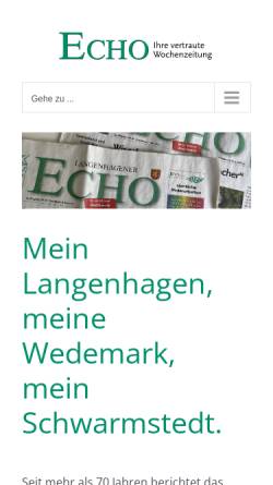 Vorschau der mobilen Webseite langenhagener-marktplatz.de, Echo Langenhagen - Extra Verlagsgesellschaft mbH