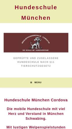Vorschau der mobilen Webseite hundeschule-muenchen.eu, Begleithundeschule Astrid Cordova