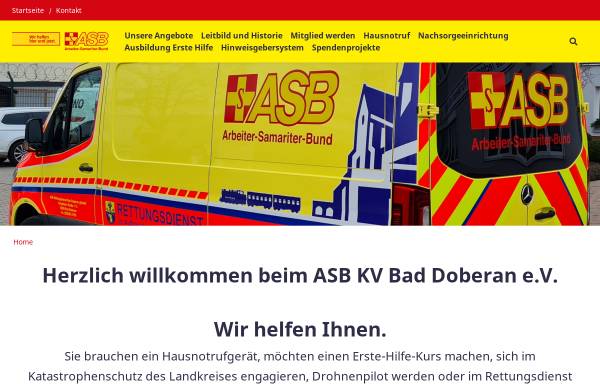 Vorschau von www.asb-bad-doberan.org, Arbeiter-Samariter-Bund KV Bad Doberan e.V.