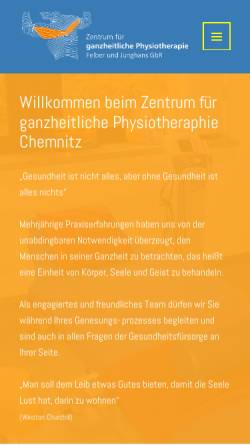 Vorschau der mobilen Webseite www.physiotherapie-felber.de, Zentrum für ganzheitliche Physiotherapie Gabriela Felber