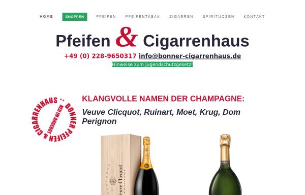 Vorschau von www.pfeife-tabak-zigarre.de, Bonner Pfeifen- & Cigarrenhaus