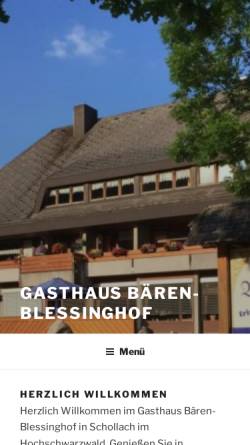 Vorschau der mobilen Webseite www.blessinghof.de, Gasthaus Bären - Blessinghof