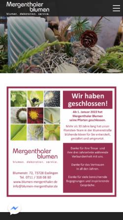 Vorschau der mobilen Webseite www.blumen-mergenthaler.de, Mergenthaler