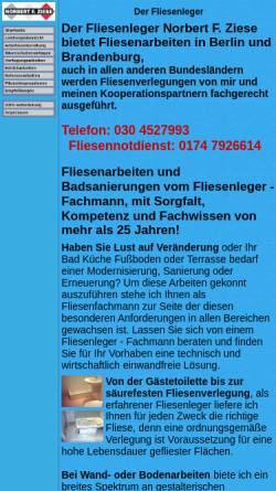 Vorschau der mobilen Webseite www.fliesenleger-ziese.de, Fliesenleger Norbert F. Ziese