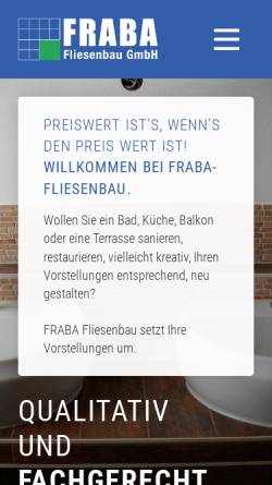 Vorschau der mobilen Webseite fliesenbau-fraba.de, FRABA - Fliesenbau GmbH