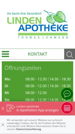 Vorschau der mobilen Webseite www.linden-apotheke-zell.de, Linden Apotheke