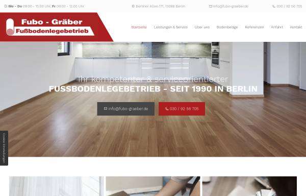 Vorschau von www.fubo-graeber.de, Fußbodenverlegebetrieb, Inh. Elke Bedrich