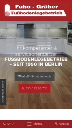 Vorschau der mobilen Webseite www.fubo-graeber.de, Fußbodenverlegebetrieb, Inh. Elke Bedrich