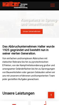 Vorschau der mobilen Webseite www.halter-berlin.de, Philipp Halter GmbH & Co. und Sprengunternehmen KG