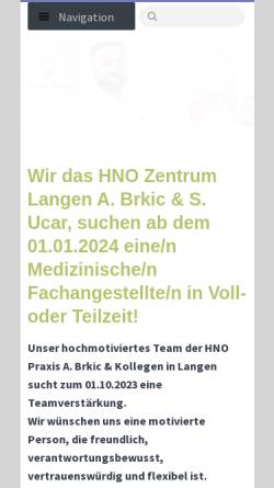 Vorschau der mobilen Webseite www.hnolangen.de, HNO-Gemeinschaftspraxis im Fachärztezentrum