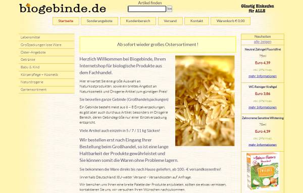 Vorschau von www.biogebinde.de, Biogebinde - Christel und Hansjörg Riedel