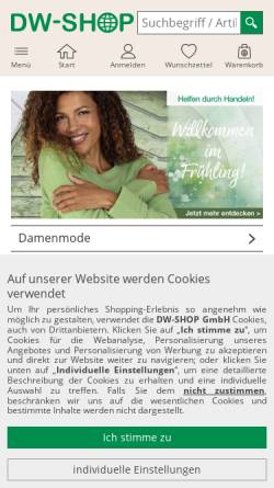 Vorschau der mobilen Webseite www.dw-shop.de, DW-Shop GmbH