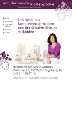 Vorschau der mobilen Webseite www.naturheilpraxis-vollmers.de, Naturheilkunde und Osteopathie