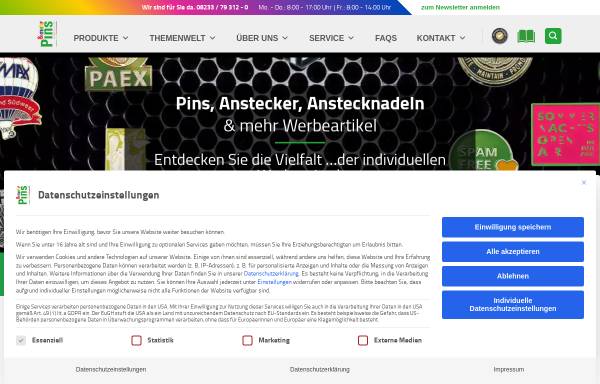 Vorschau von www.pinsundmehr.de, Pins & mehr GmbH & Co. KG