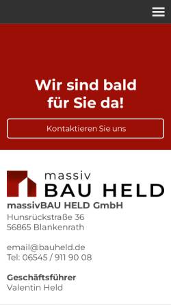 Vorschau der mobilen Webseite www.bauheld.de, Bauunternehmen Held Held Gbr