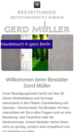 Vorschau der mobilen Webseite www.xn--gerd-mller-feb.com, Gerd Müller Bestattungen