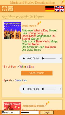 Vorschau der mobilen Webseite www.rapidea-records.com, Rapidea Records, Dr. Ingo Bruchhold