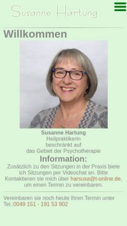 Vorschau der mobilen Webseite www.hartung-psychotherapie.de, Susanne Hartung