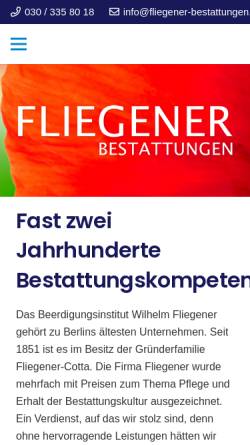 Vorschau der mobilen Webseite www.fliegener-bestattungen.de, Wilhelm Fliegener Bestattungen