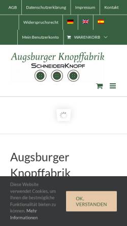 Vorschau der mobilen Webseite www.augsburgerknopffabrik.de, Augsburger Knopffabrik - Schneider & Söhne