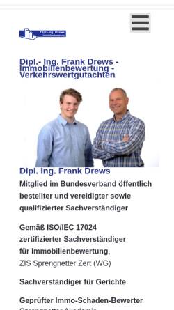 Vorschau der mobilen Webseite www.ing-drews.de, Dipl. Ing Frank Drews