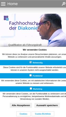 Vorschau der mobilen Webseite www.fh-diakonie.de, Fachhochschule der Diakonie gGmbH