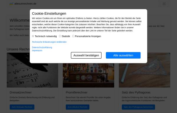 Vorschau von www.allesumrechnen.de, Allesumrechnen.de