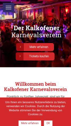 Vorschau der mobilen Webseite www.kalkofener-karnevalsverein.de, Kalkofener Karnevalsverein e.V.