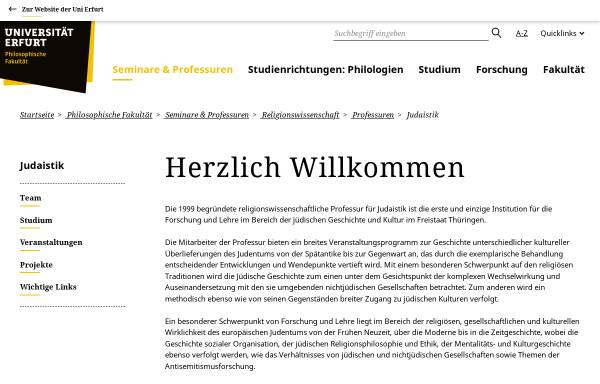 Vorschau von www.uni-erfurt.de, Lehrstuhl für Judaistik Uni Erfurt