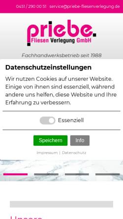 Vorschau der mobilen Webseite www.priebe-fliesenverlegung.de, Priebe Fliesenverlegung GmbH
