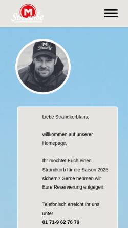 Vorschau der mobilen Webseite strandkoerbe-amrum.de, Strandkörbe Martinen