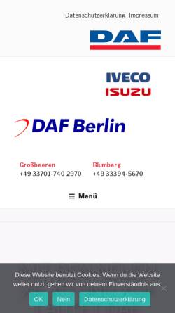Vorschau der mobilen Webseite www.dafberlin.de, DAF Berlin Nutzfahrzeuge Vertriebs- u. Service GmbH