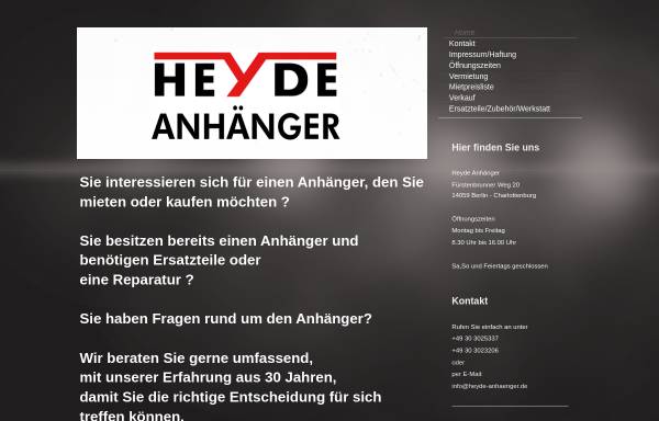 Vorschau von www.heyde-anhaenger.de, Heyde Anhänger