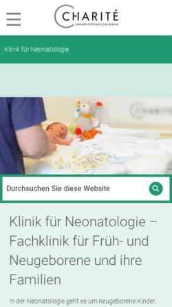 Vorschau der mobilen Webseite neonatologie.charite.de, Klinik für Neonatologie Charité Berlin
