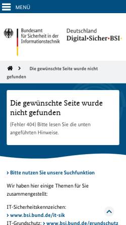 Vorschau der mobilen Webseite www.bsi.bund.de, FAQ Personal-Firewall