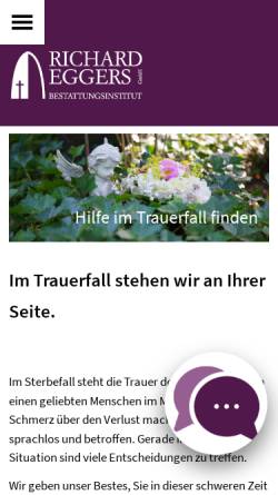 Vorschau der mobilen Webseite www.eggers-bestattungen.de, Bestattungsinstitut Richard Eggers GmbH