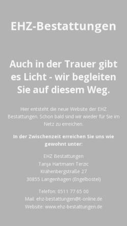 Vorschau der mobilen Webseite www.ehz-bestattungen.de, EHZ - Bestattungen - Inh. Elvira Hartmann-Zöllner