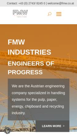 Vorschau der mobilen Webseite www.fmw.co.at, FMW Industrieanlagenbau GmbH