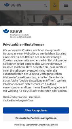 Vorschau der mobilen Webseite www.bghw.de, Berufsgenossenschaft Handel und Warendistribution (BGHW)