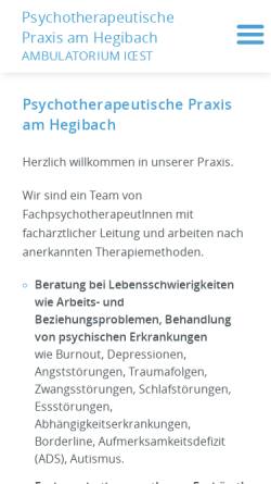 Vorschau der mobilen Webseite www.hegibach.ch, Psychotherapeutische Gemeinschaftspraxis am Hegibach