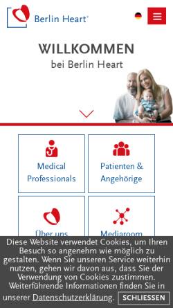 Vorschau der mobilen Webseite www.berlinheart.de, Berlin Heart AG