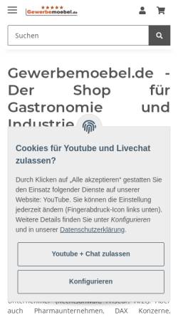 Vorschau der mobilen Webseite www.gewerbemoebel.de, Gewerbemoebel.de - Inh. Sven Ediger