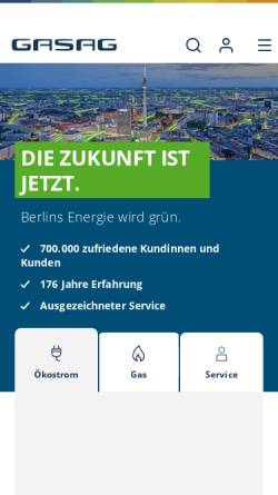 Vorschau der mobilen Webseite www.gasag.de, Berliner Gaswerke AG (GASAG)