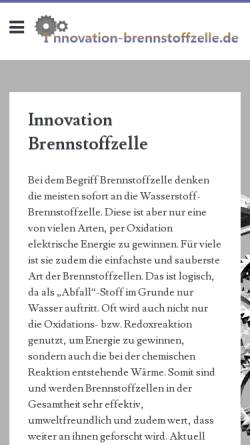 Vorschau der mobilen Webseite www.innovation-brennstoffzelle.de, BEWAG Innovationspark Brennstoffzelle