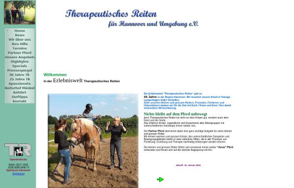 Vorschau von www.therapeutisches-reiten-hannover.de, Therapeutisches Reiten für Hannover und Umgebung e.V.