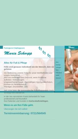 Vorschau der mobilen Webseite www.podologiepraxis-schorpp.de, Medizinische podologische Fußpflegepraxis Karlsruhe - Ursula Schorpp